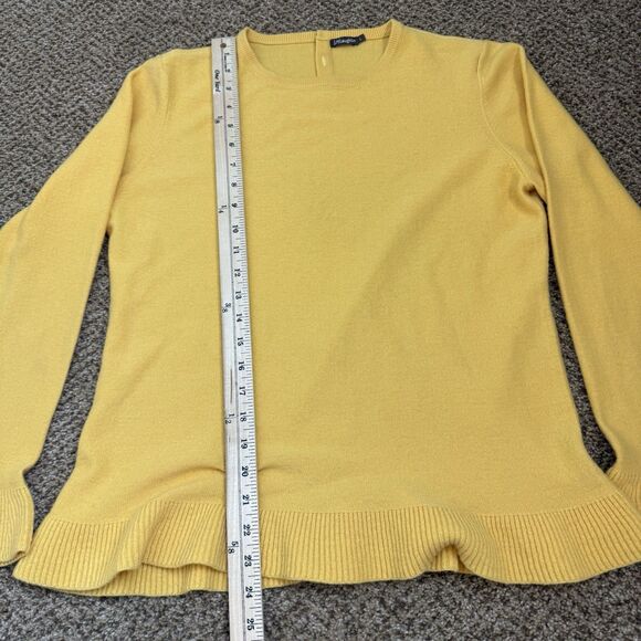 J.McLaughlin Women's 100% Cashmere Mustard Yellow Sweater Womens Large Flutter - Picture 5 of 11